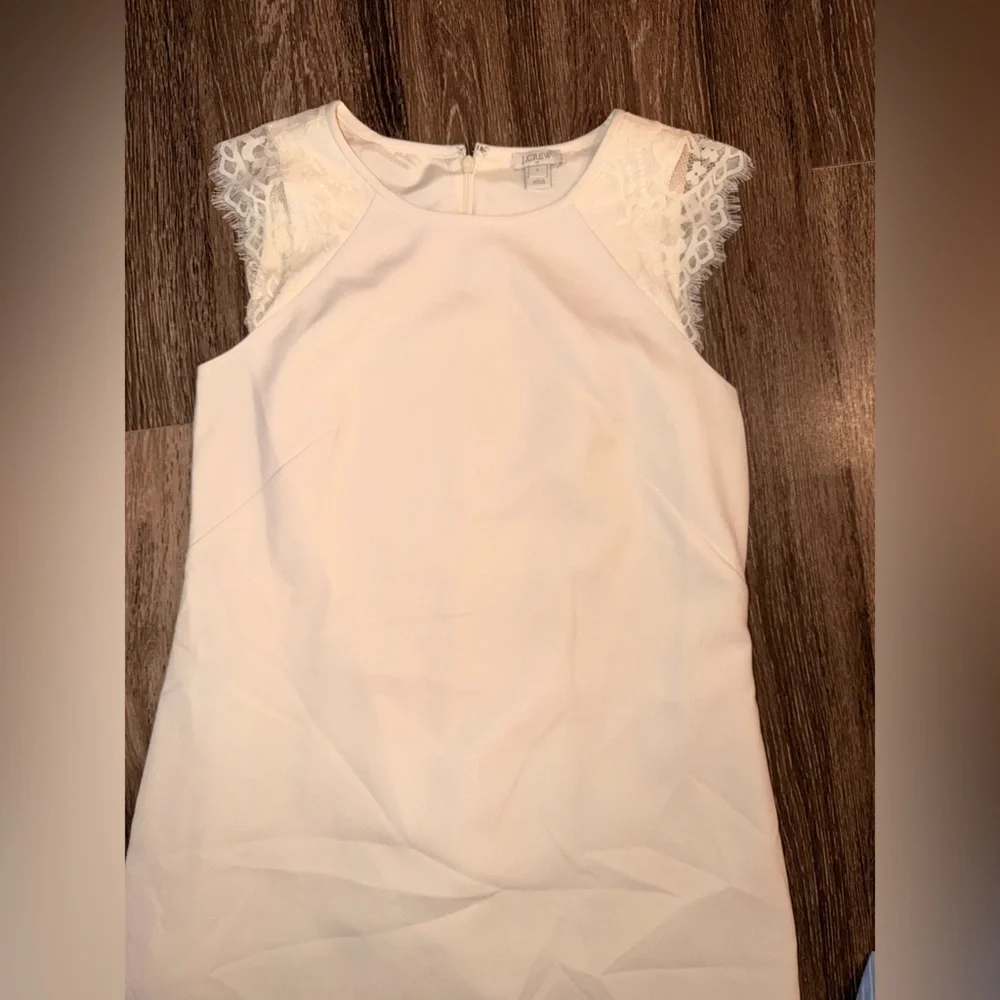 J. Crew White Lace-Trim Mini Dress